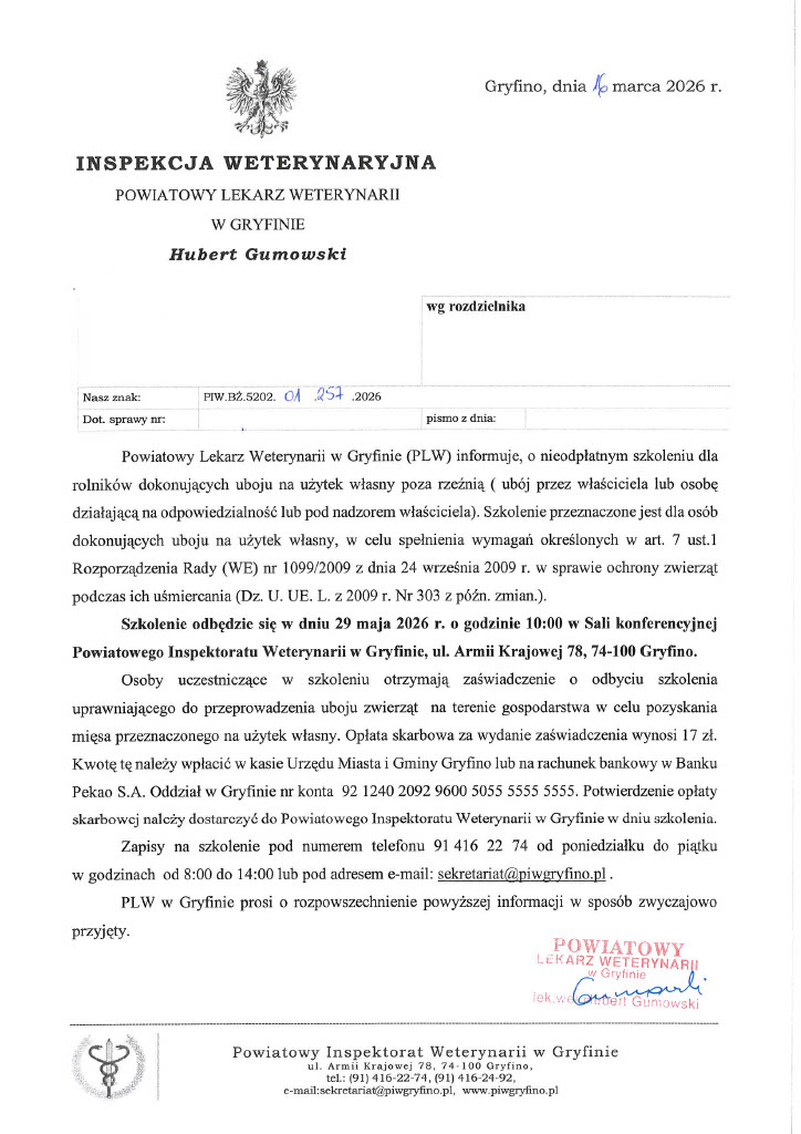 informacja o szkoleniu